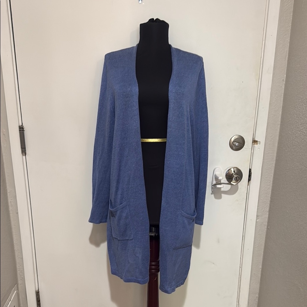 J. Jill Blue Open Front Cardigan Sweater